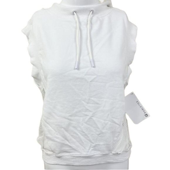 Fabletics Tops - Fabletics Sirena Pullover White Open Mesh Back Sleeveless Terry Hoodie Medium